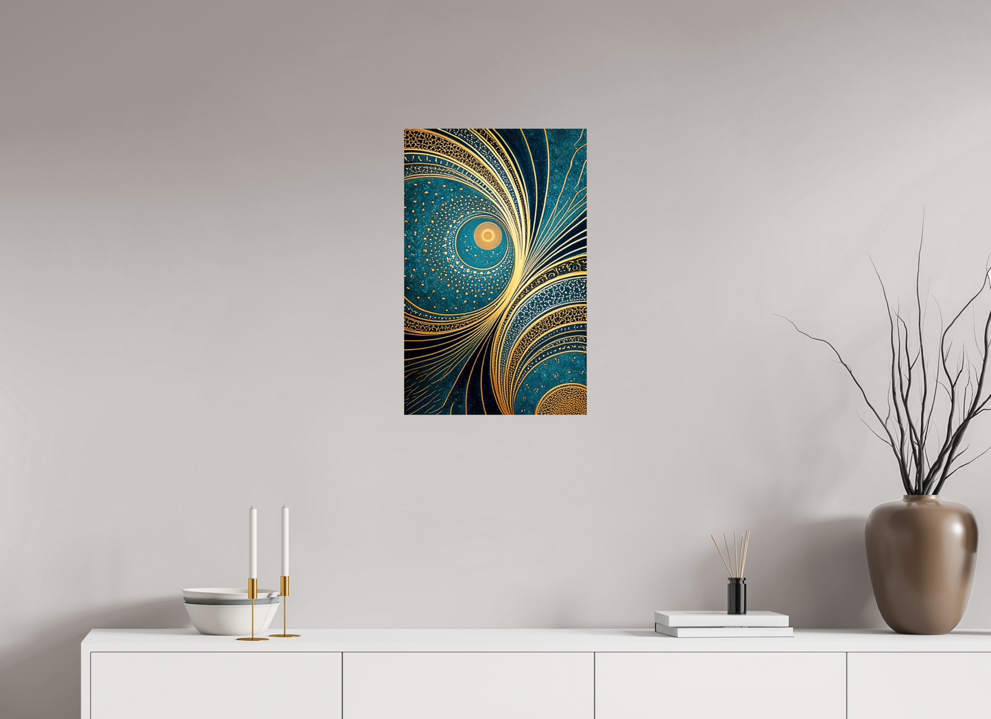 16 x 25″, Fine Art Print On Aluminum Dibond Art Deco Teal 3
