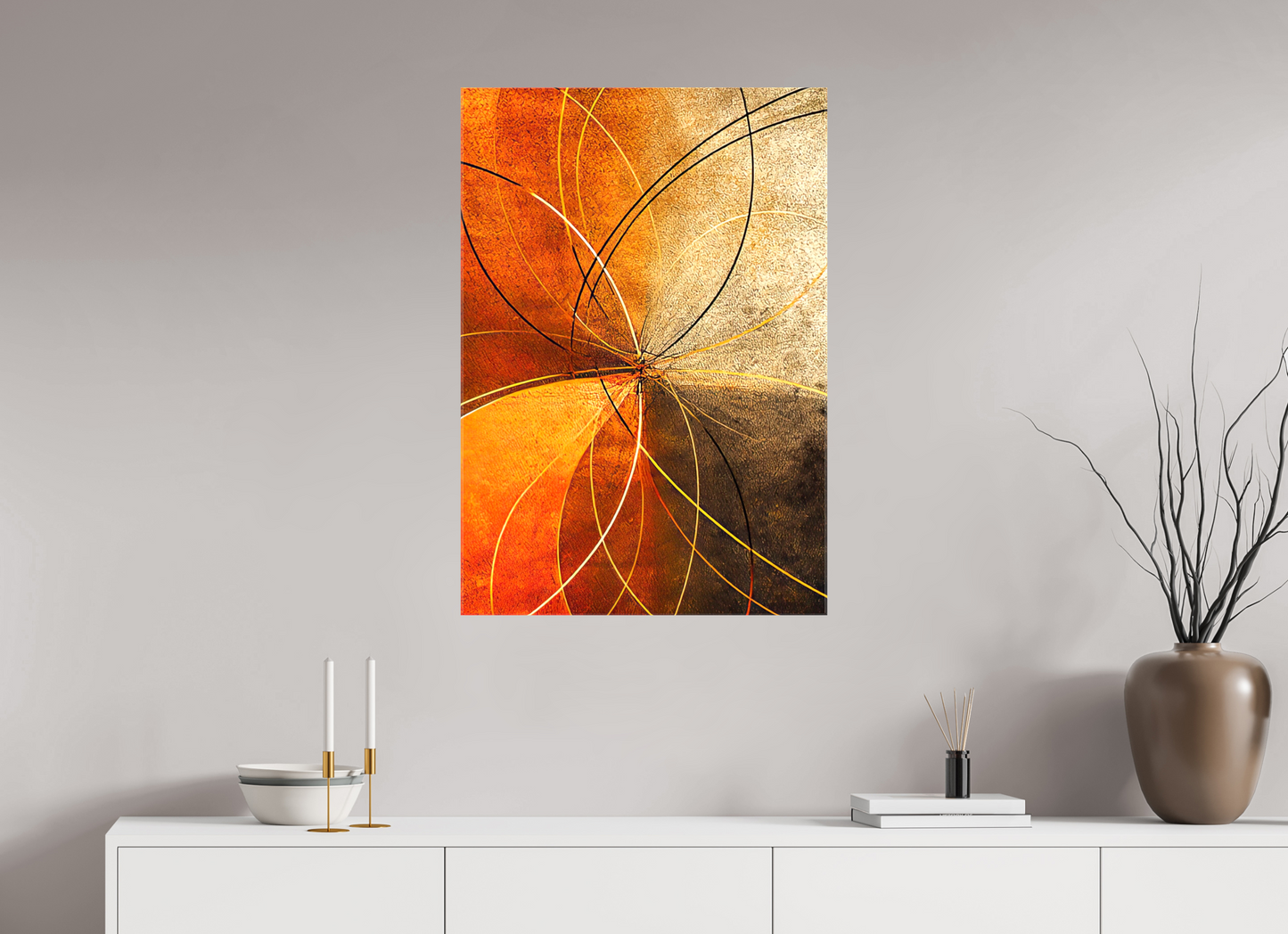 24 x 34.7″, Glossy Canvas Abstract Rust Circles