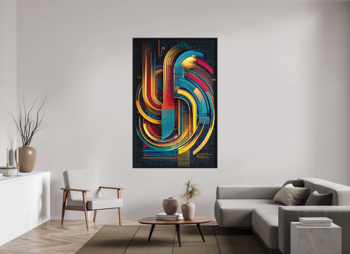 47 x 73.1″, Photo Print on Aluminum Backing with boarder Abstract Jazz 2