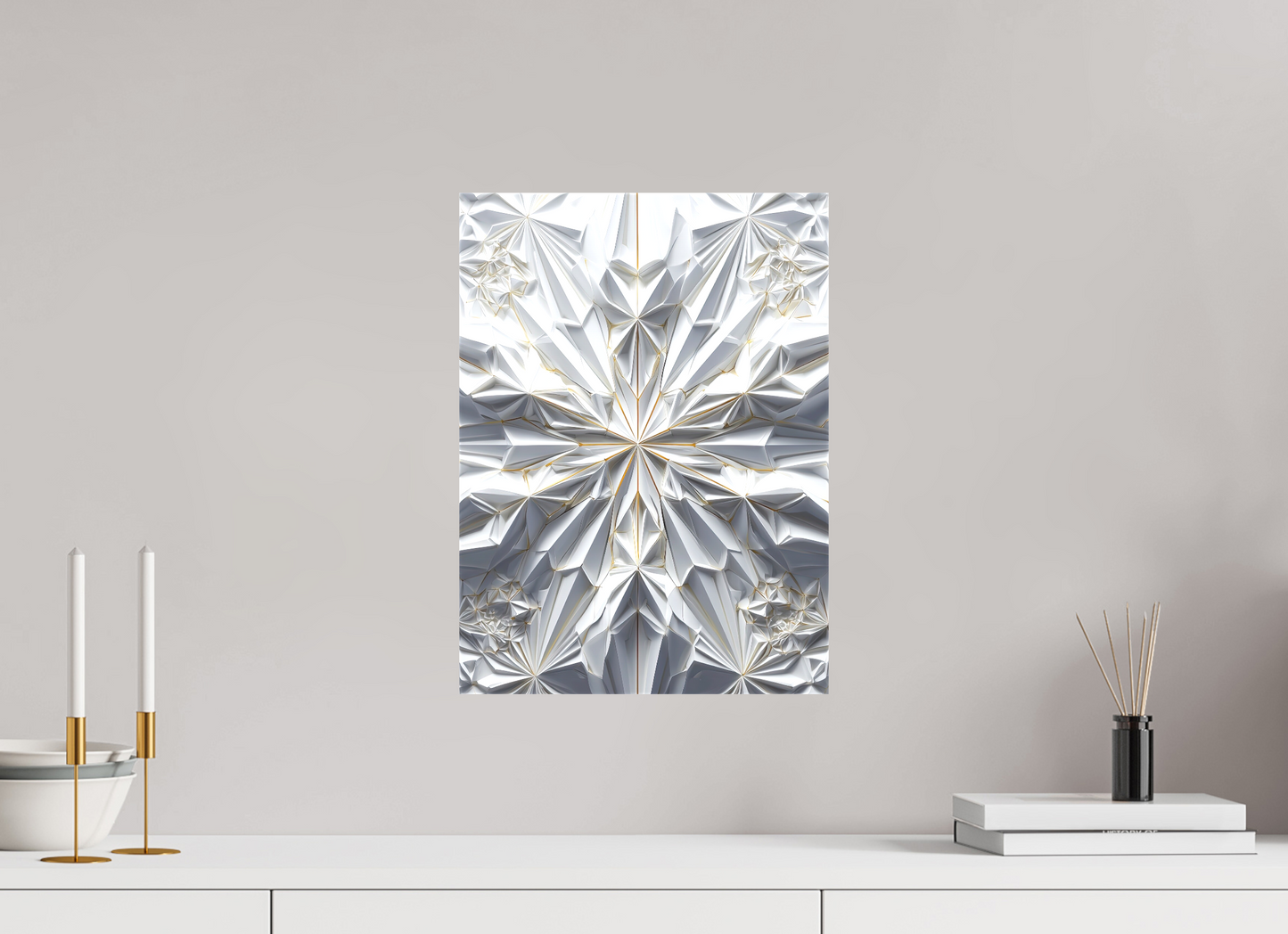 12 x 16.4″, Textile on Canvas Snowflake