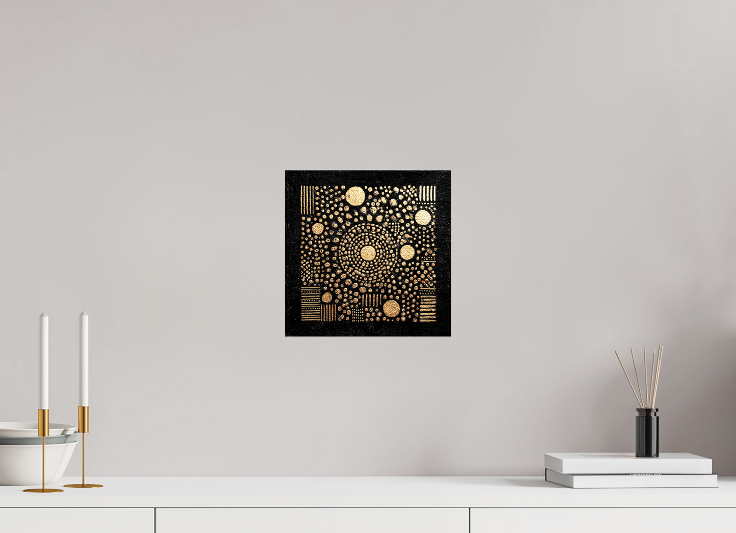 10 x 10″, Fine Art Print On Aluminum Dibond Gold QR