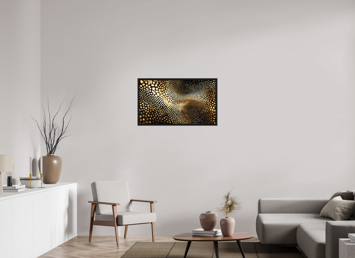 35 x 20″, Photo Print on Aluminum Backing with boarder Gold Dot Wave