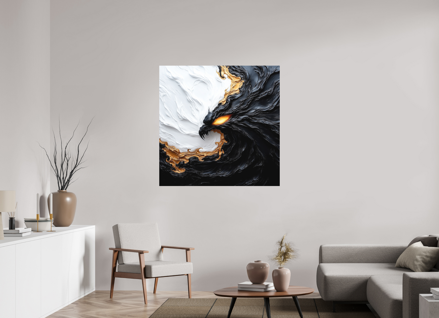 45 x 45″, Photo Print on Aluminum Backing Yin Yang Bird