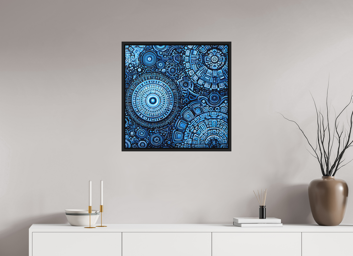 25 x 25″, Photo Print on Aluminum Backing with boarder Ancient Blue