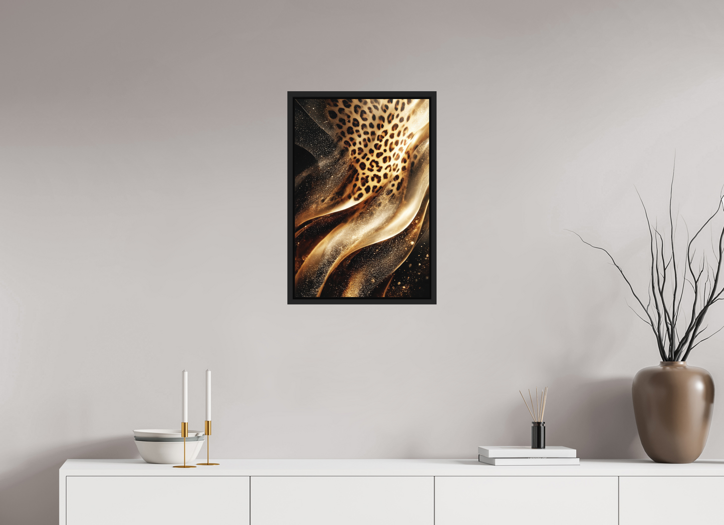 16 x 23.6″, Photo Print on Aluminum Backing with boarder Leopard Swirl