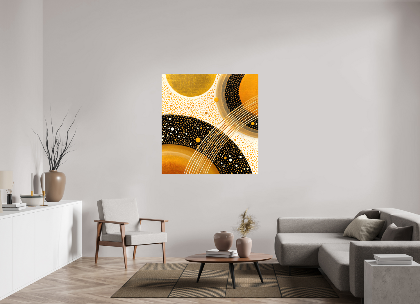 47 x 48.8″, Glossy Canvas Gold Embryo