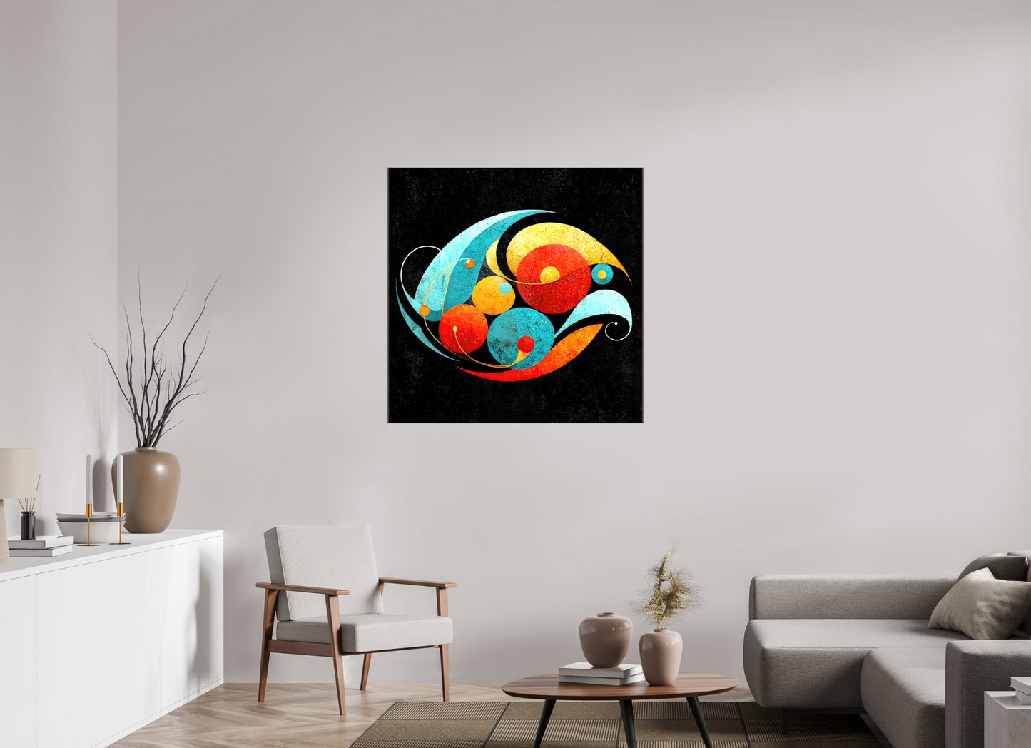 40 x 40″, Glossy Canvas Abstract Olives