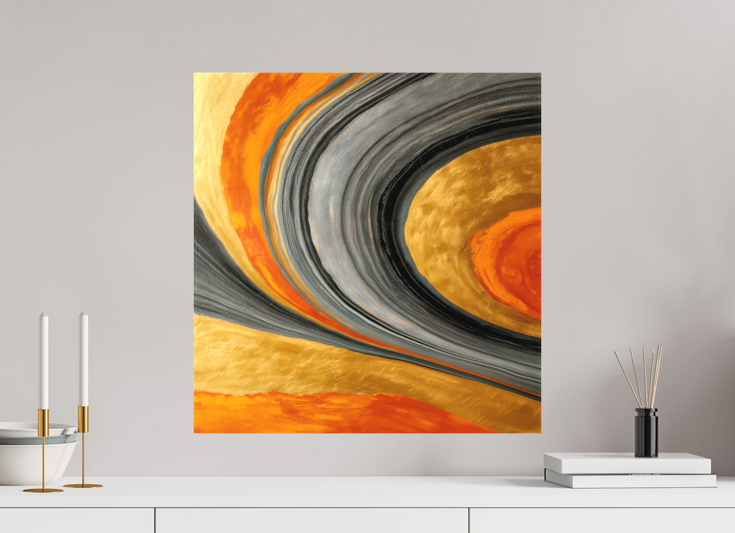 20 x 20.8″, Textile on Canvas Abstract Gold Geode 2