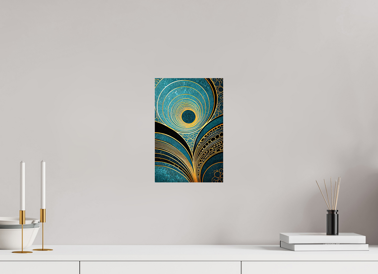 8 x 12.2″, Fine Art Print On Aluminum Dibond Art Deco Teal 1