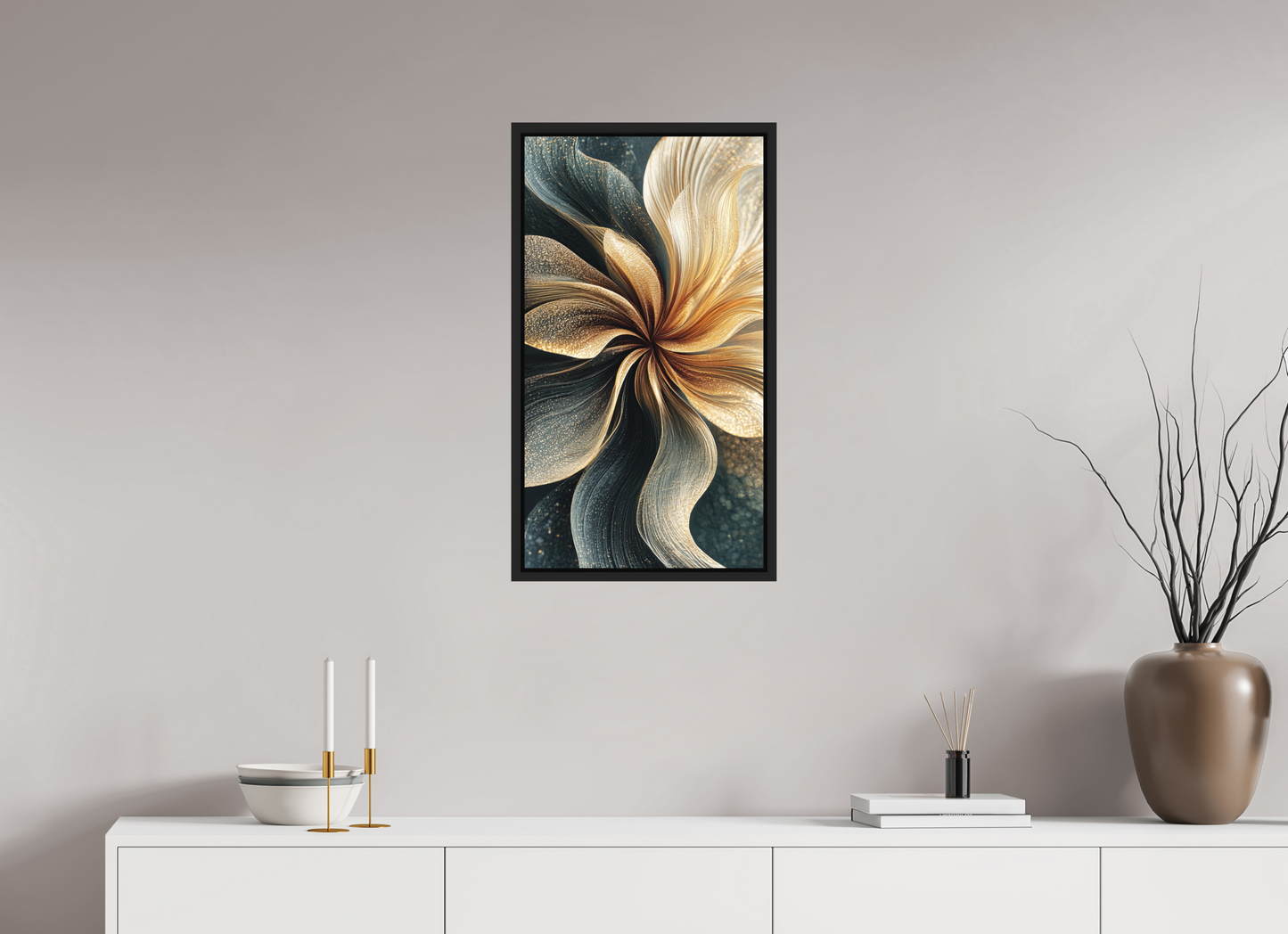 16 x 28.9″, Photo Print on Aluminum Backing with boarder Abstract Flower Swirl