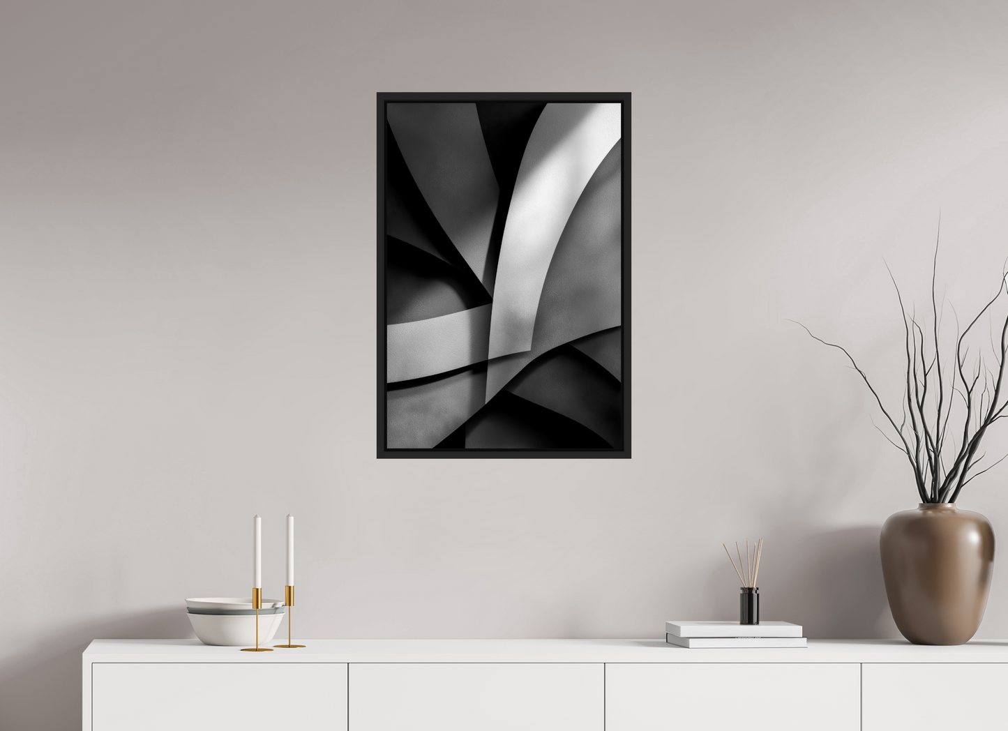 20 x 29.5″, Fine Art Print on Aluminum Dibond with Boarder Abstract B&W 3