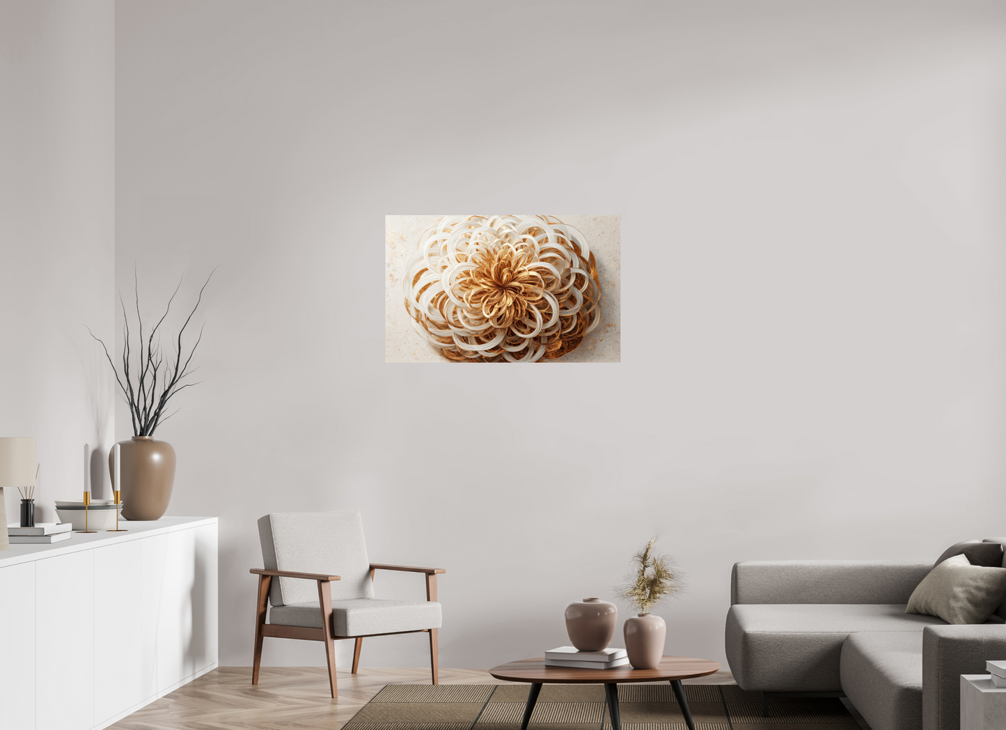 38.3 x 24″, Fine Art Print On Aluminum Dibond Abstract Gold Flower