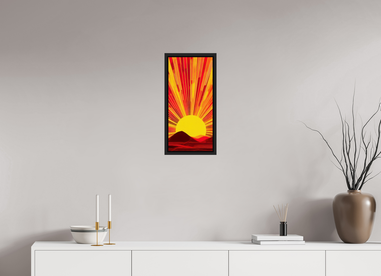 10 x 21.3″, Fine Art Print on Aluminum Dibond with Boarder Abstract Desert Sun