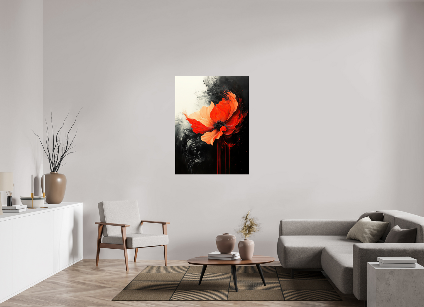 36 x 48″, Fine Art Print On Aluminum Dibond Red Flower