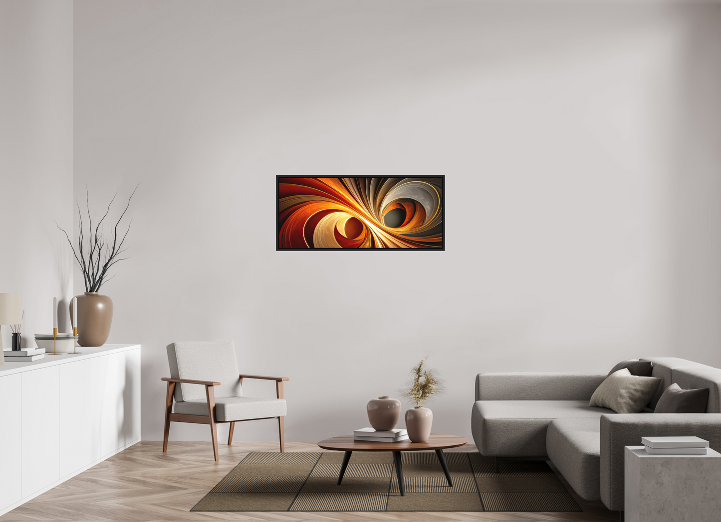 46.5 x 20″, Photo Print on Aluminum Backing with boarder Wacky Swirl