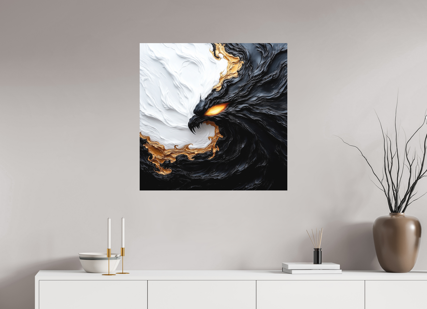 30 x 30″, Photo Print on Aluminum Backing Yin Yang Bird