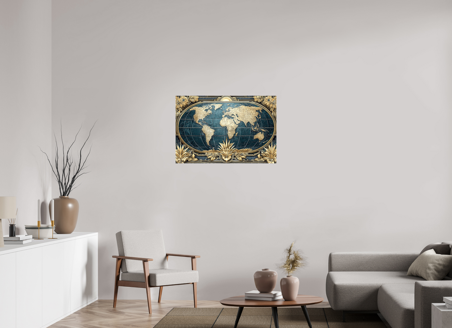 36 x 24″, Glossy Canvas Art Deco World Map