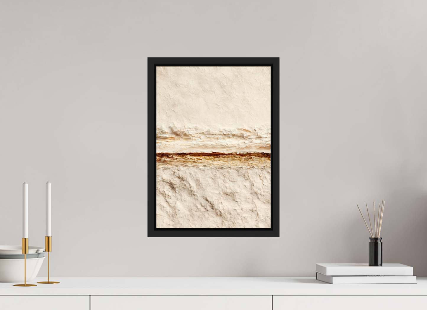 ISO A3 (29,7 x 42 cm), Fine Art Print on Aluminum Dibond with Boarder Desert Line