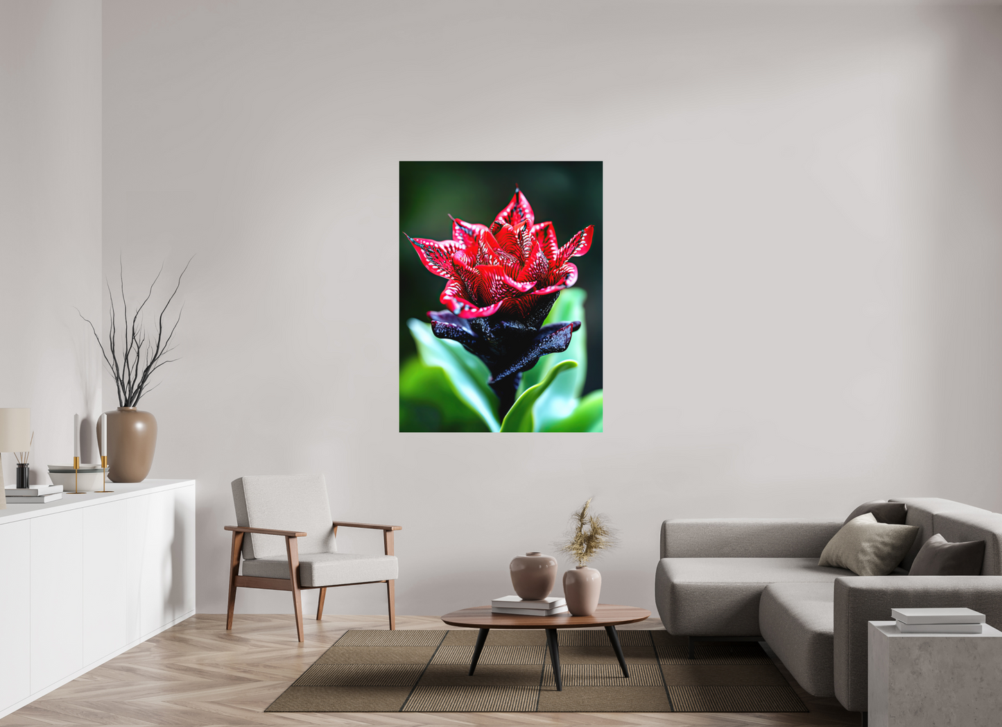 42 x 56″, Photo Print on Aluminum Backing Red Zebra Flower