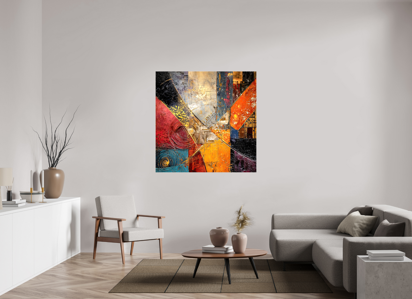 50 x 50″, Glossy Canvas Abstract Cracked Paint