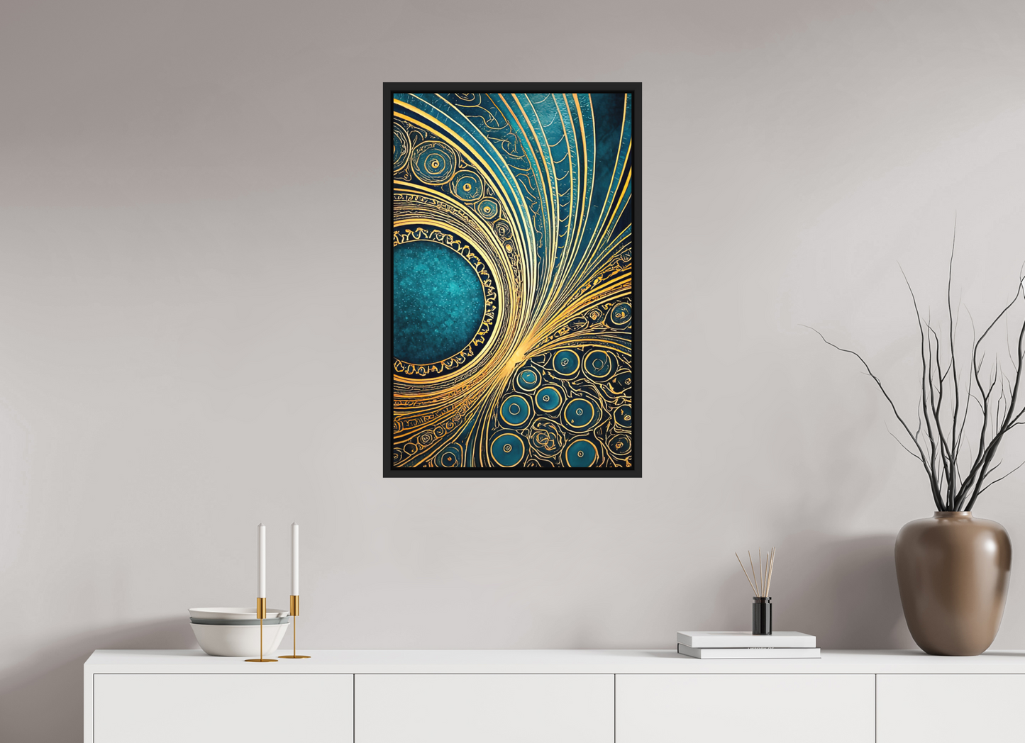 20 x 31.5″, Photo Print on Aluminum Backing with boarder Art Deco Teal 2
