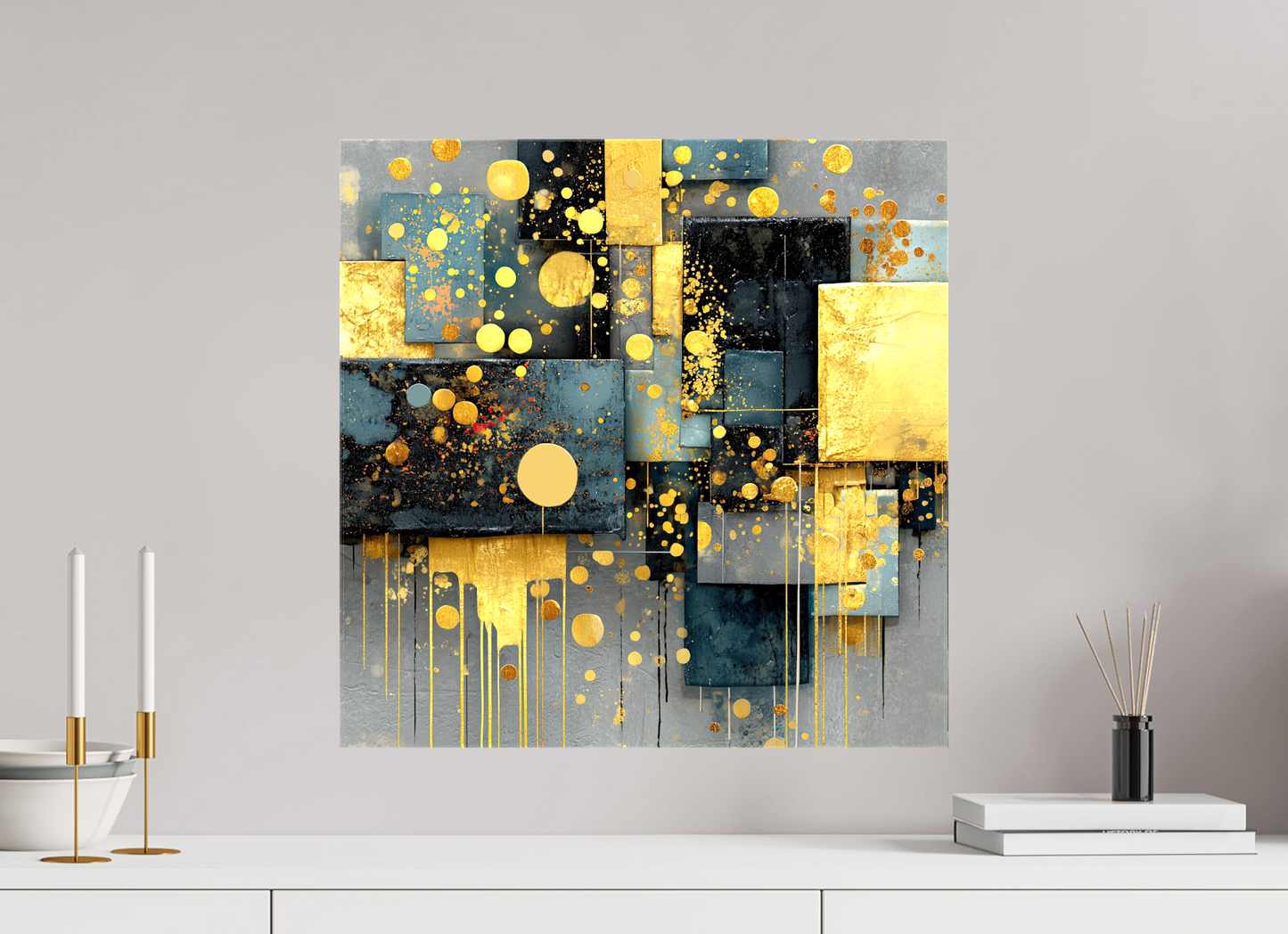 20 x 20″, Glossy Canvas Abstract Gold