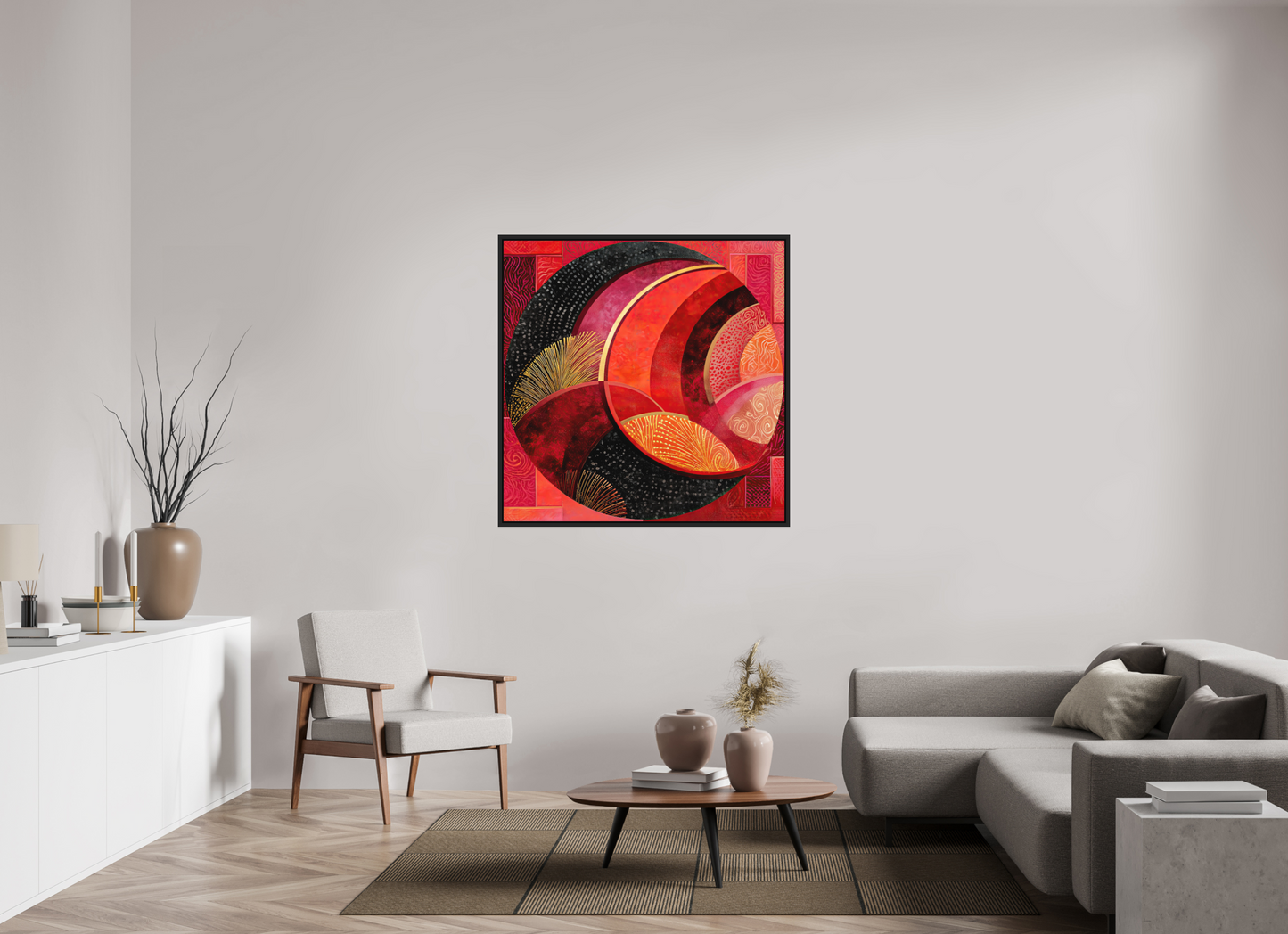 45 x 45″, Photo Print on Aluminum Backing with boarder Art Deco Circle