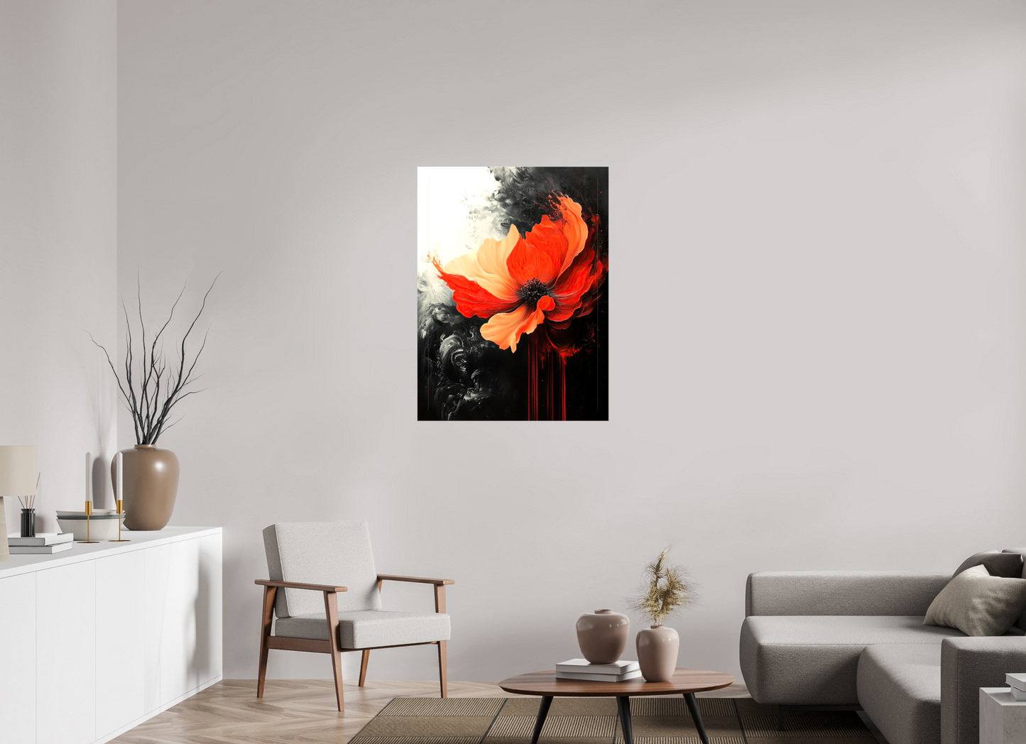 30 x 40″, Glossy Canvas Red Flower