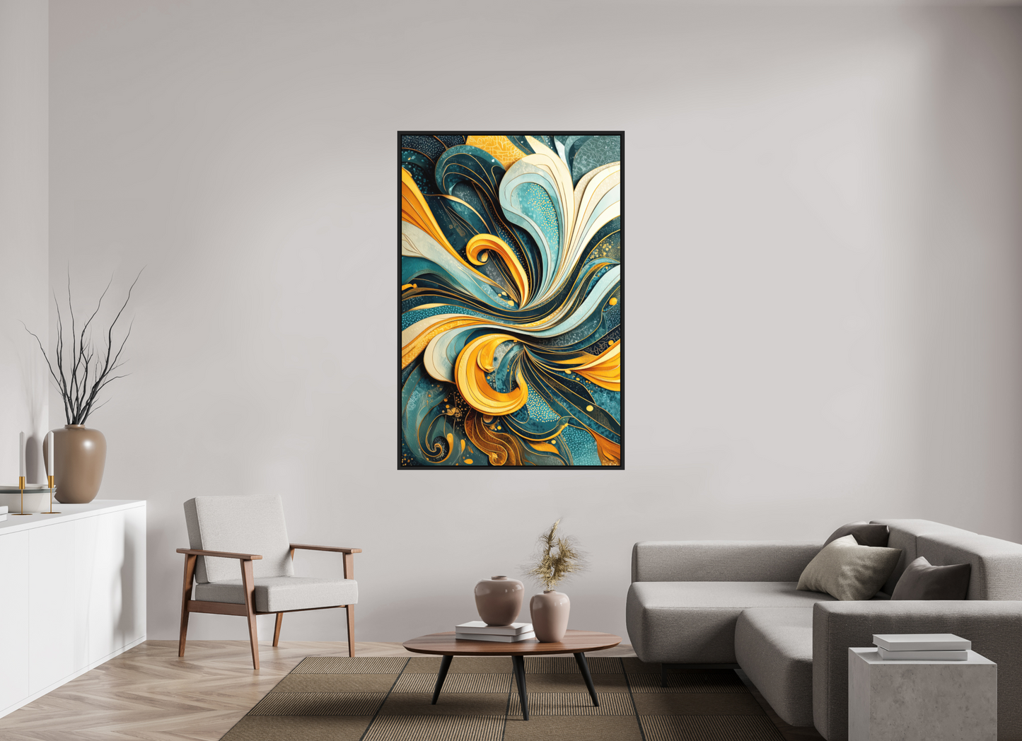 43 x 65″, Photo Print on Aluminum Backing with boarder Abstract Swirl