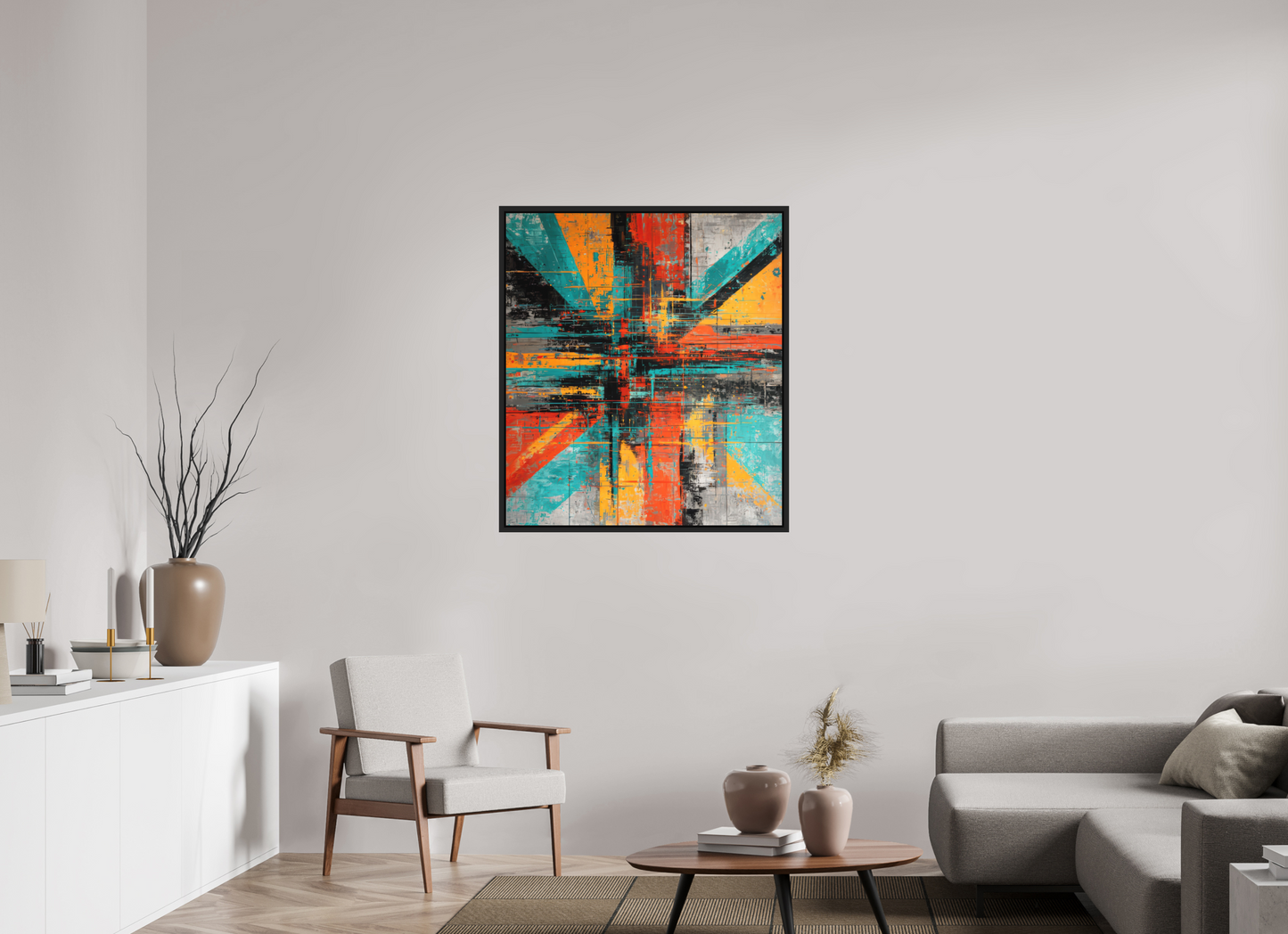 35 x 39.6″, Photo Print on Aluminum Backing with boarder Abstract Paint Lines