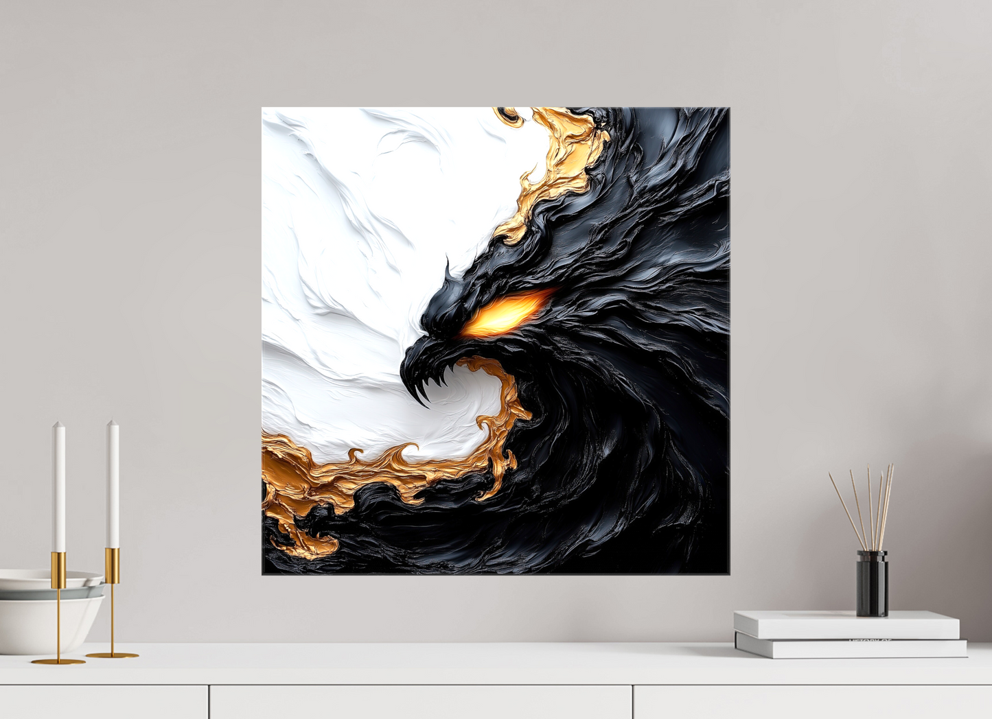 20 x 20″, Glossy Canvas Yin Yang Bird