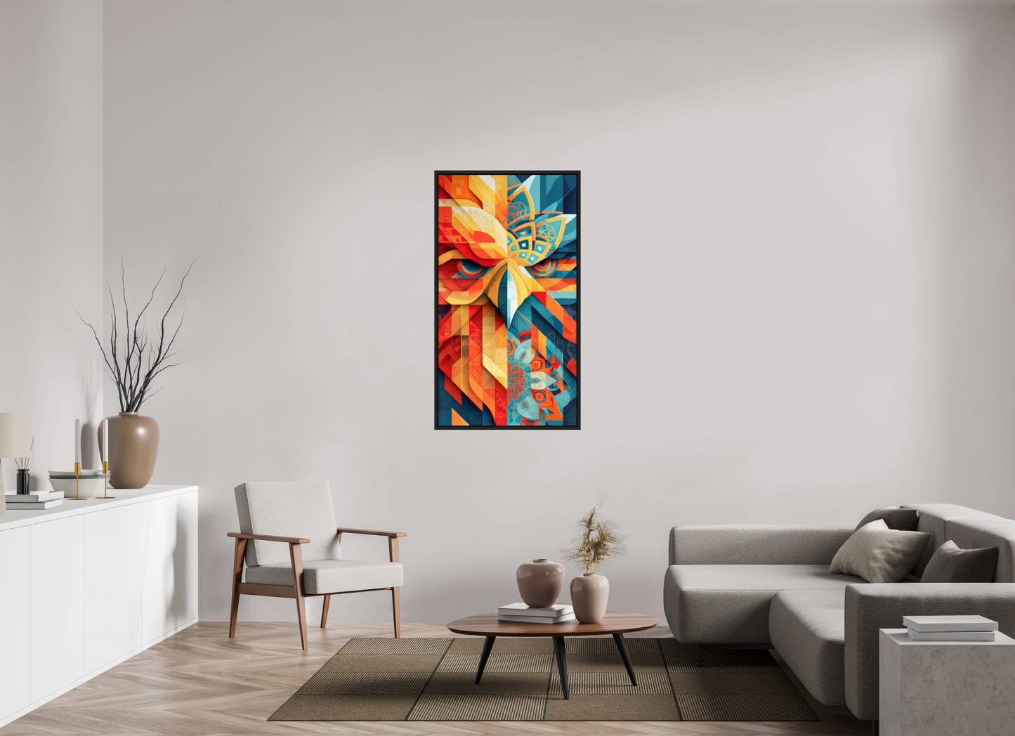 28 x 50.9″, Fine Art Print on Aluminum Dibond with Boarder Abstract Warm & Cold Eagle