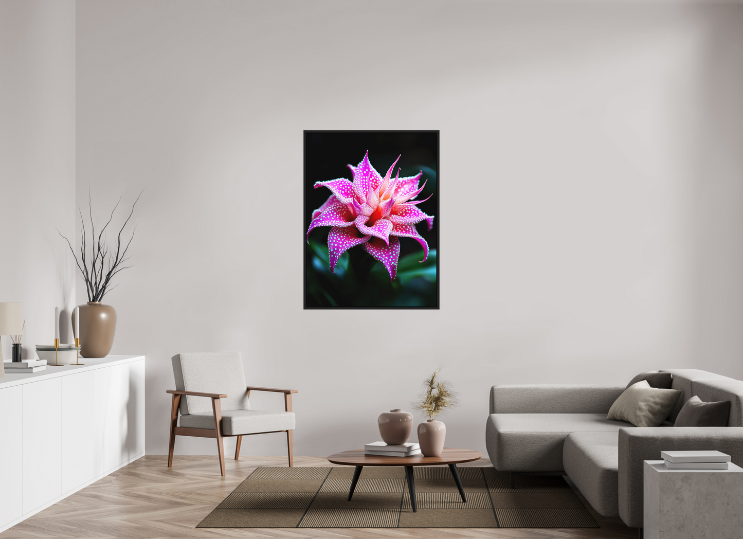 36 x 48″, Photo Print on Aluminum Backing with boarder Pink Mushroom Flower