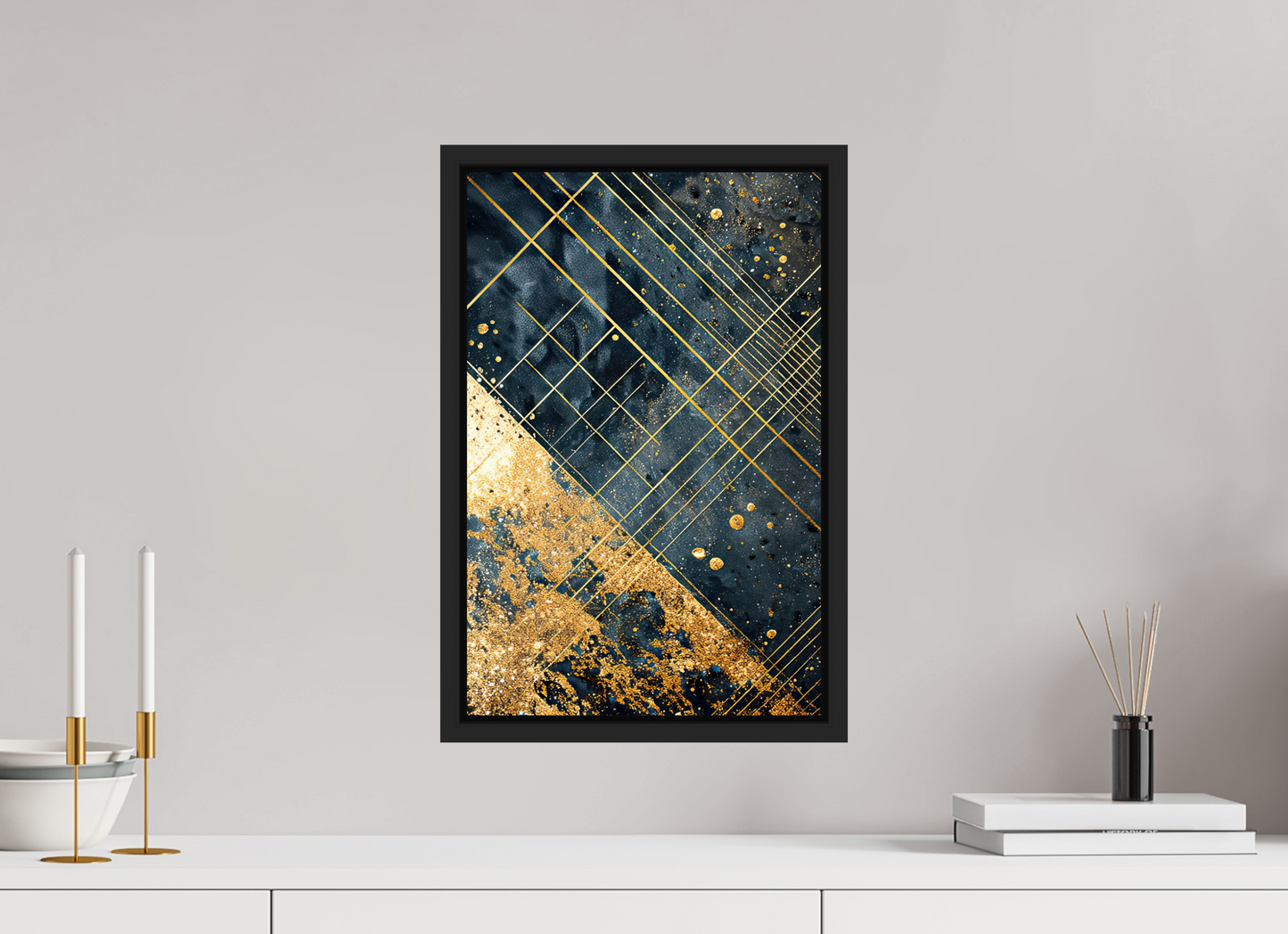 12 x 18.4″, Fine Art Print on Aluminum Dibond with Boarder Art Deco Gold Lines