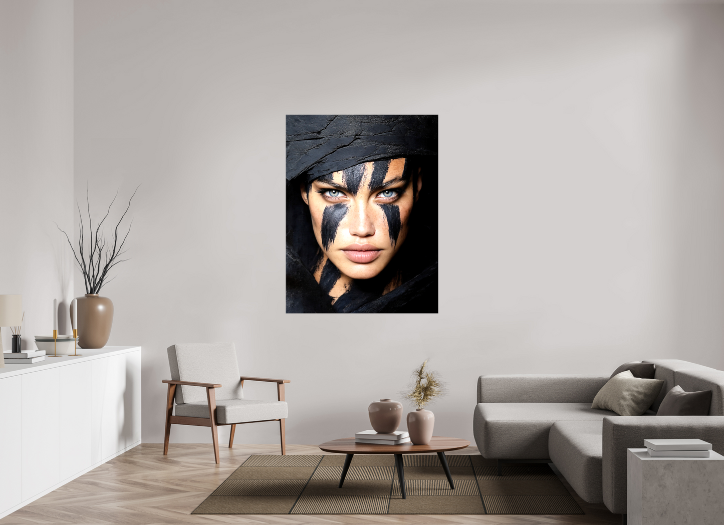 43 x 56.1″, Glossy Canvas Charcoal Woman