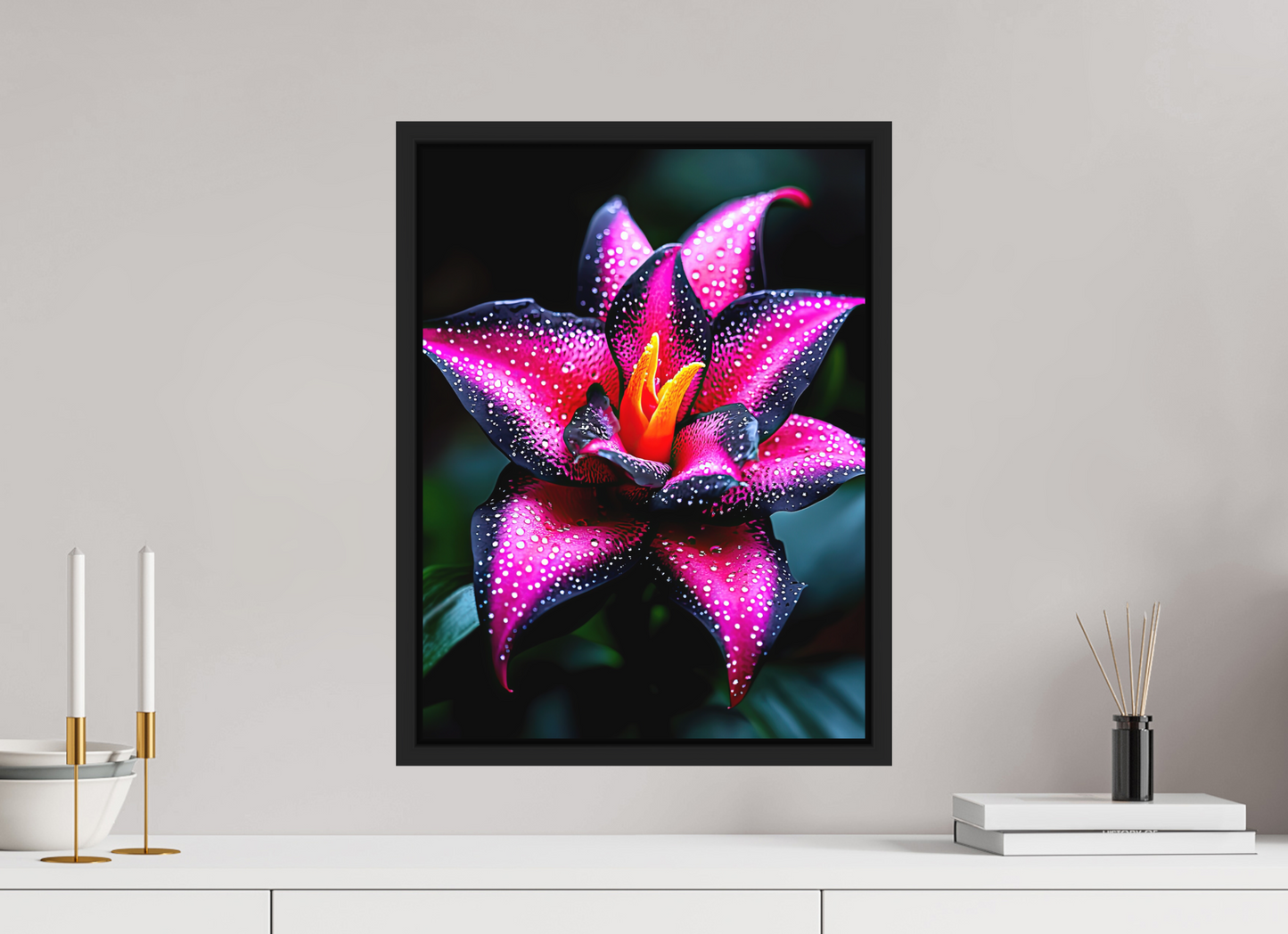 15 x 20″, Photo Print on Aluminum Backing with boarder Pink Poison Flower