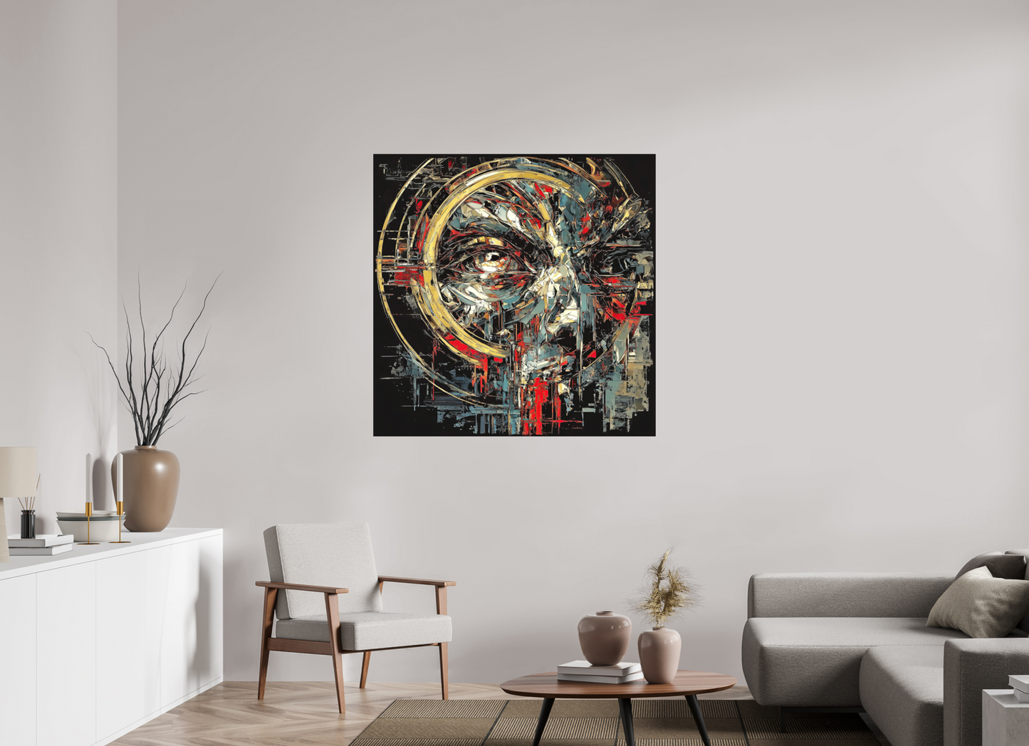 45 x 45″, Photo Print on Aluminum Backing Abstract Male Eye