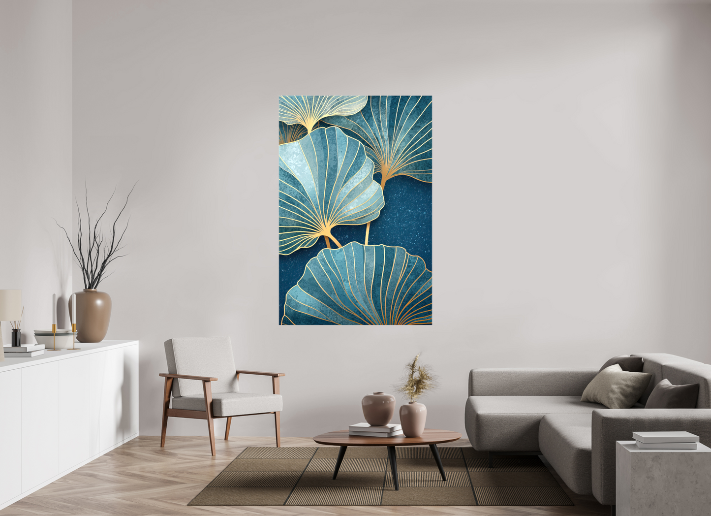 44 x 66″, Glossy Canvas Art Deco Flowers 2