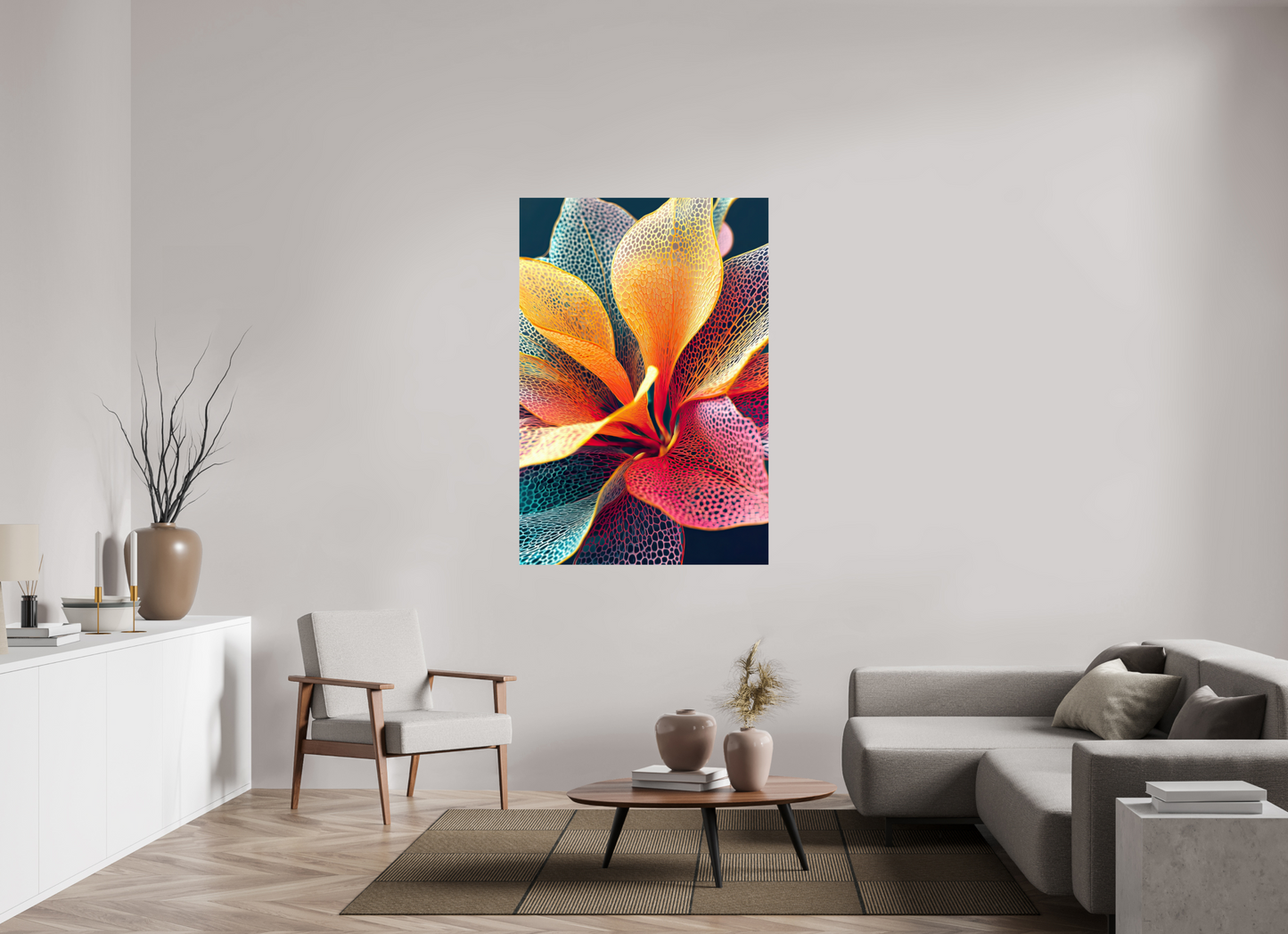40 x 58.9″, Fine Art Print On Aluminum Dibond Colorful Flower