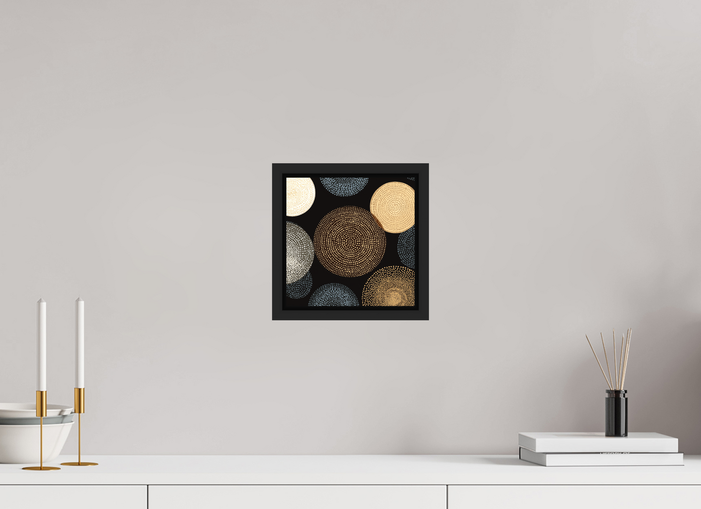 8 x 8″, Photo Print on Aluminum Backing with boarder Dot Circles