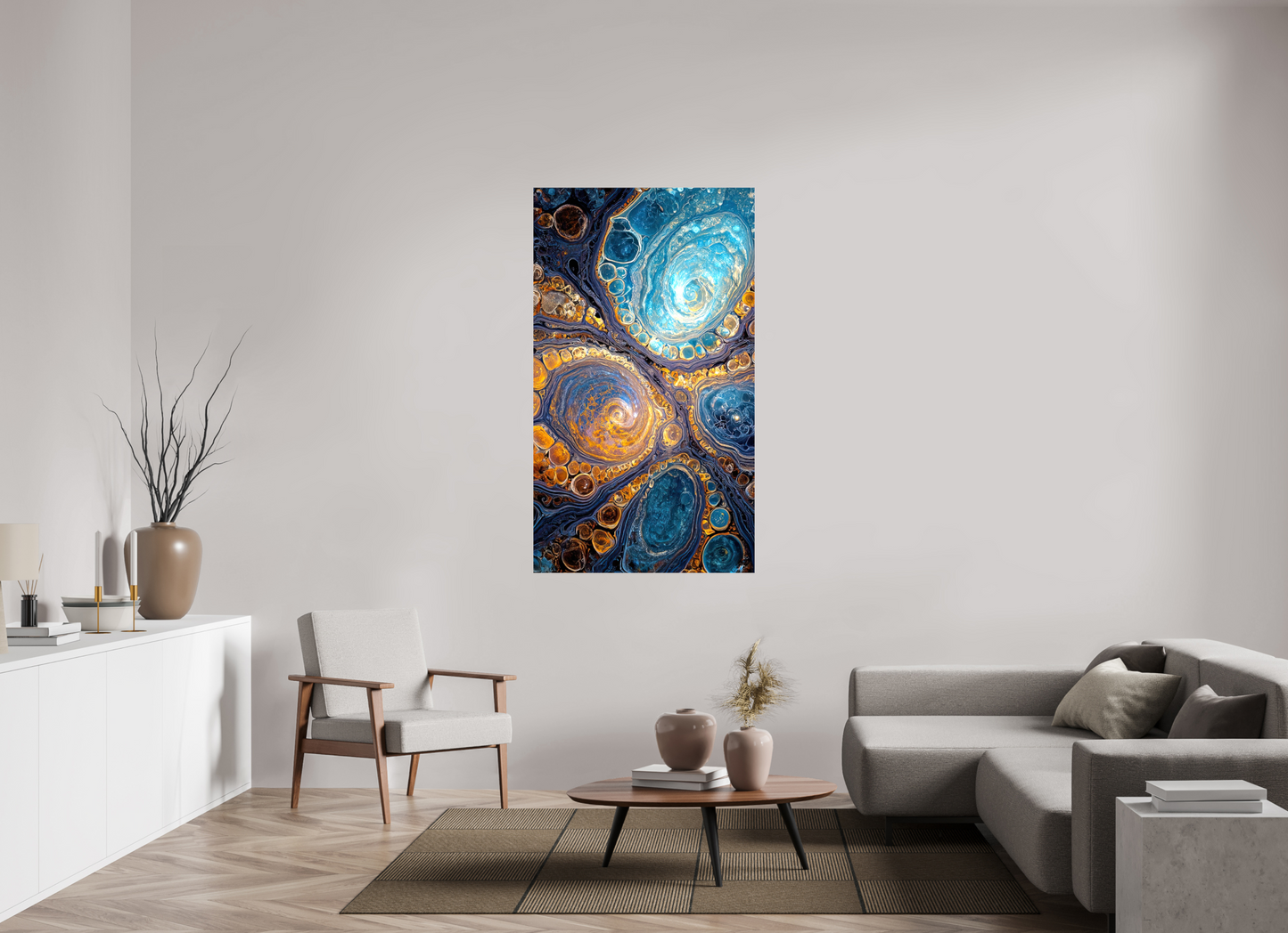 35 x 61.3″, Glossy Canvas Abstract Geode
