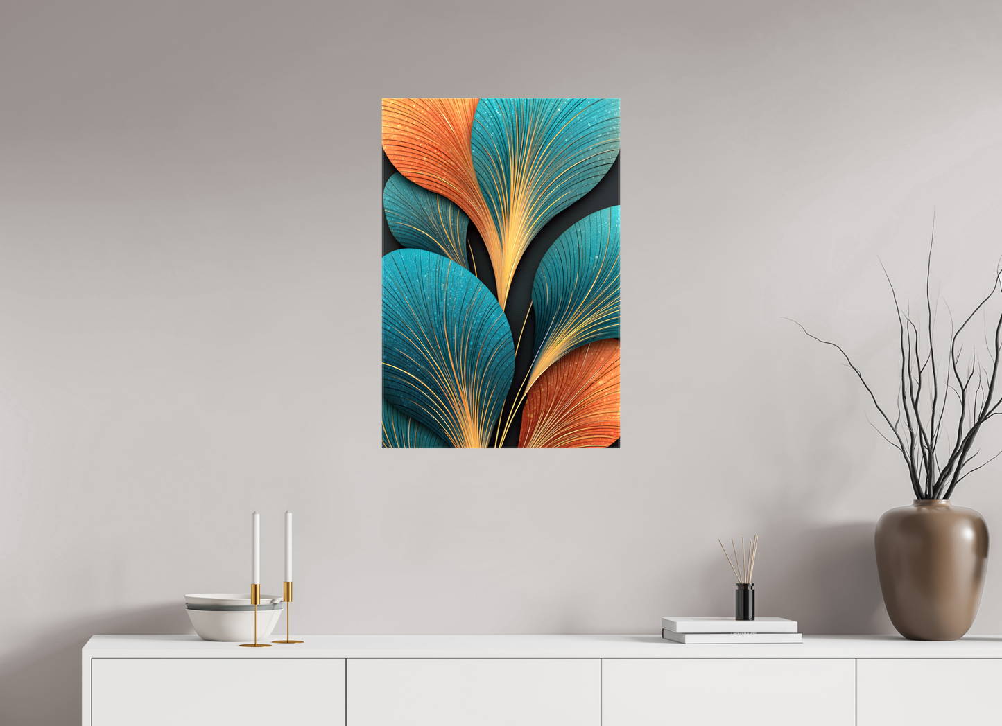 20 x 29.6″, Glossy Canvas Art Deco Flowers