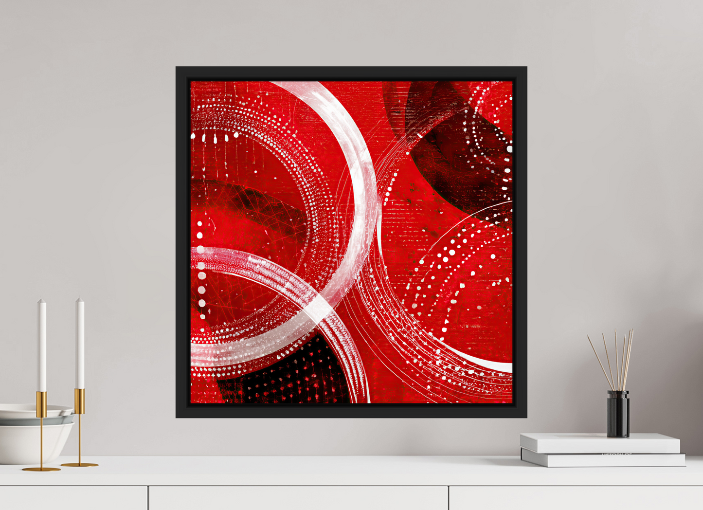 20 x 20″, Fine Art Print on Aluminum Dibond with Boarder Red & White
