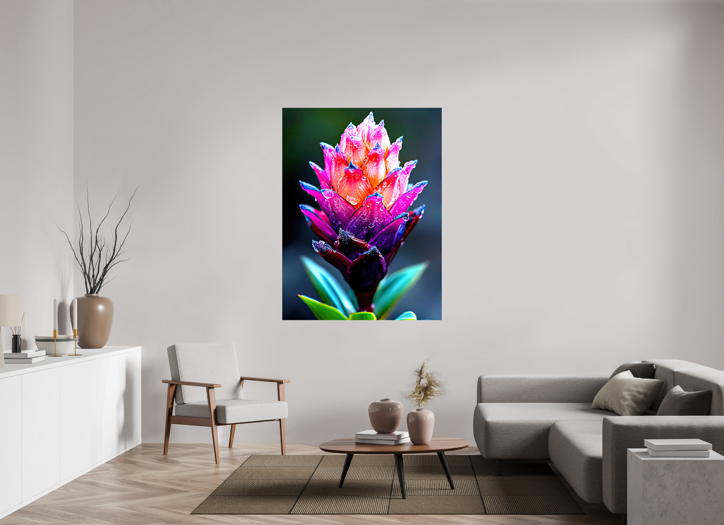 45 x 60″, Glossy Canvas Tropical Pinecone Flower