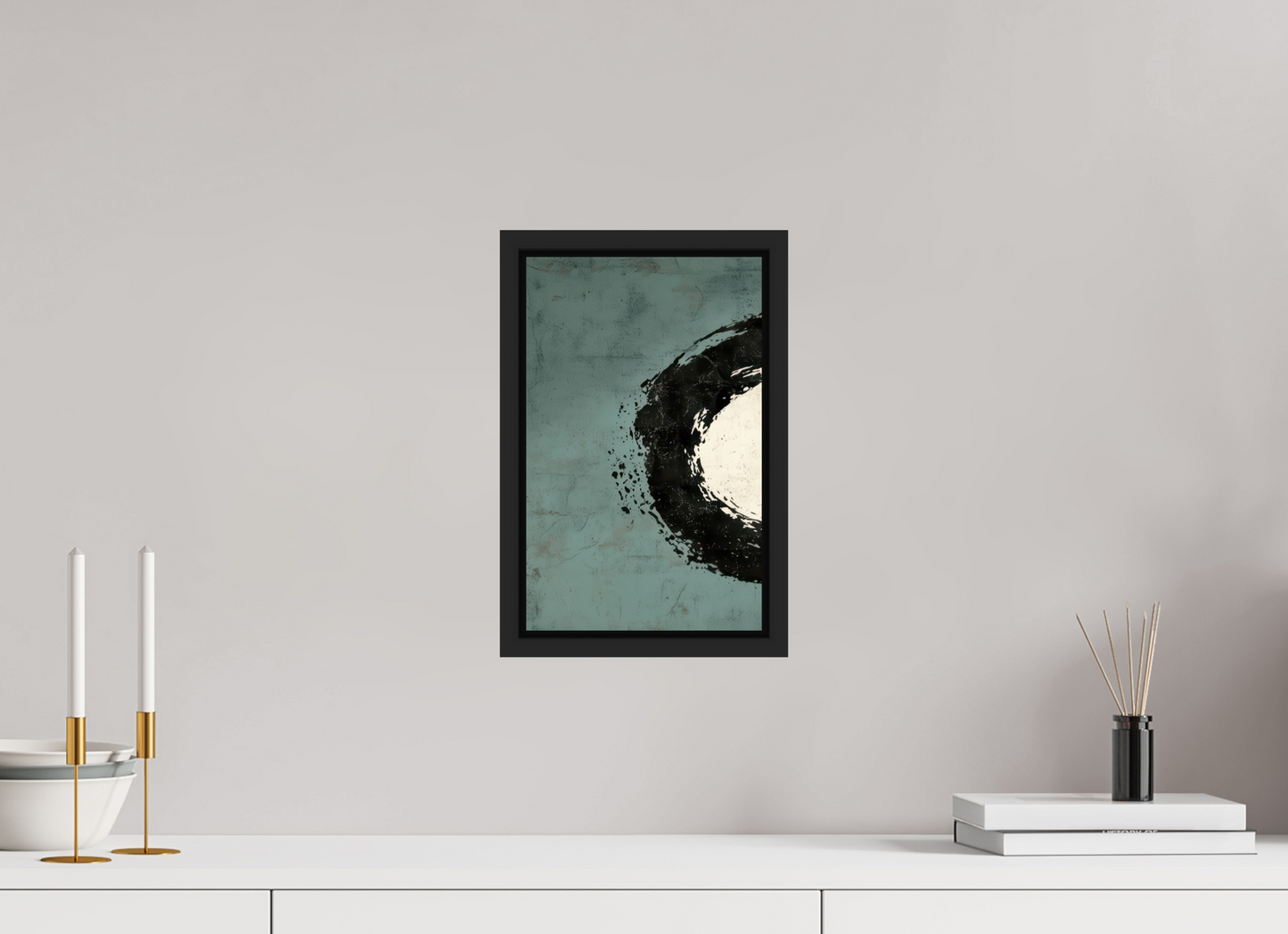 8 x 12.7″, Fine Art Print on Aluminum Dibond with Boarder Abstract Paint Brush Circle Left