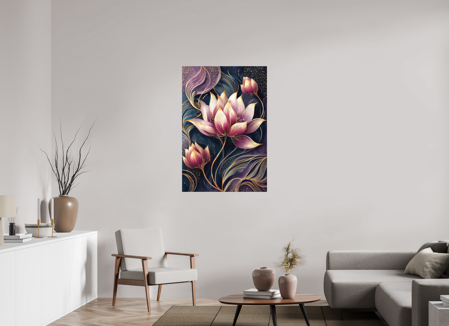 31 x 45.8″, Photo Print on Aluminum Backing Art Deco Purple Lotus