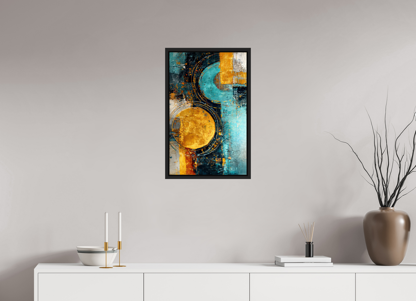 16 x 25.4″, Fine Art Print on Aluminum Dibond with Boarder Abstract Gold Paint 2