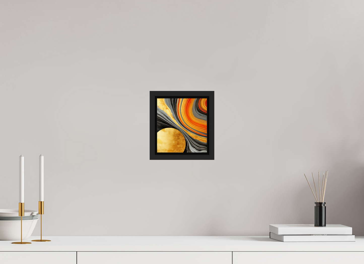6 x 6.5″, Fine Art Print on Aluminum Dibond with Boarder Abstract Gold Geode