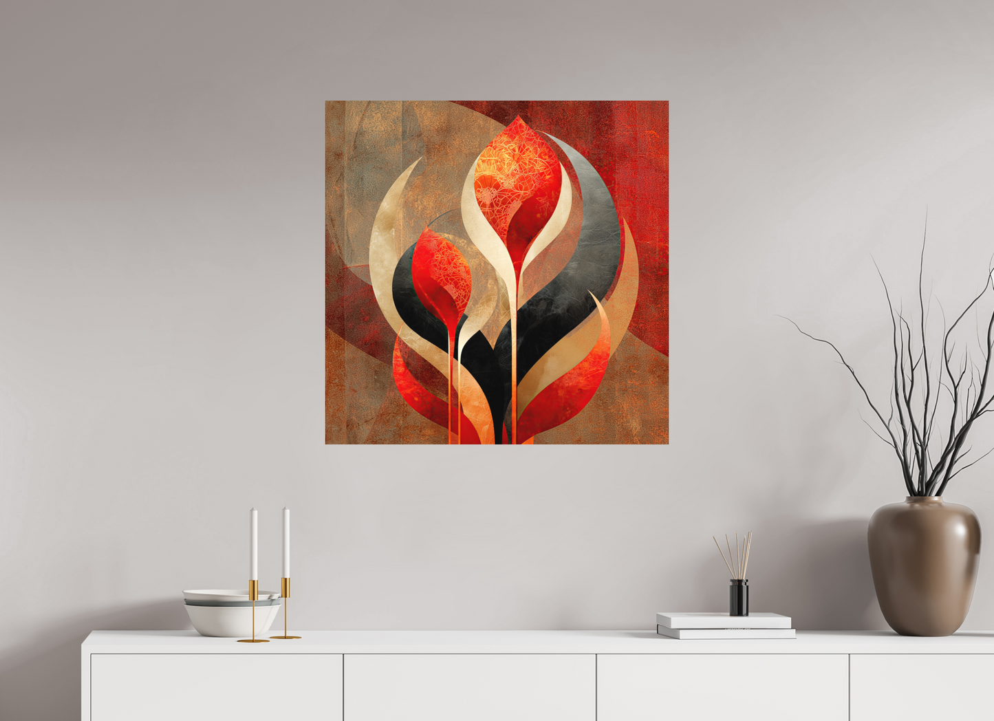 30 x 30″, Photo Print on Aluminum Backing Abstract Flowers 1
