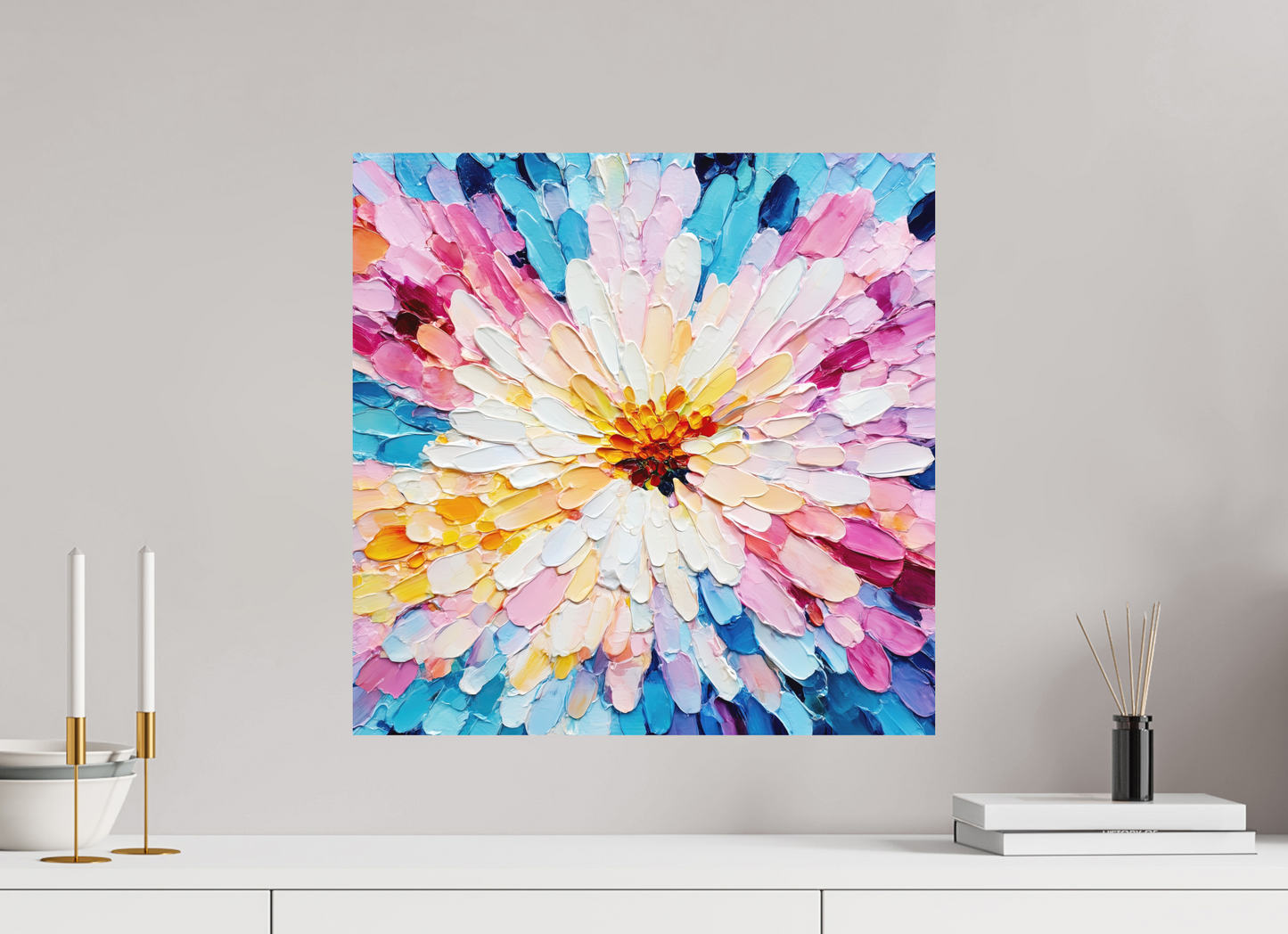 20 x 20″, Photo Print on Aluminum Backing Abstract Paint Flower
